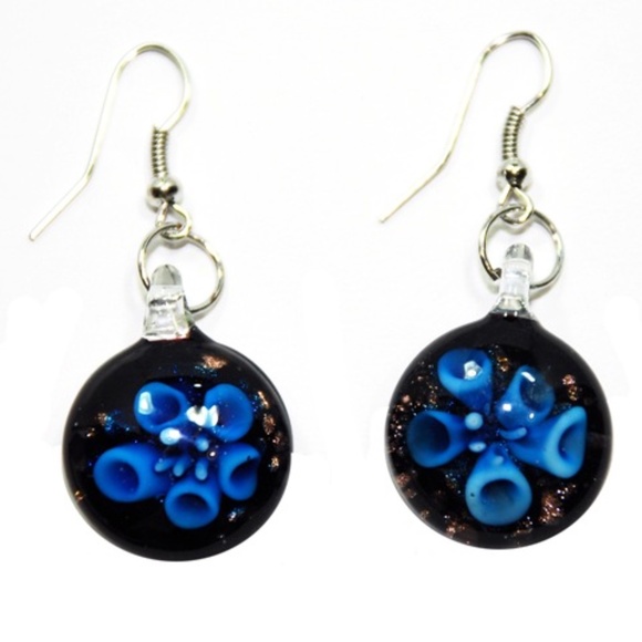 Reef Blue Flower Glass Jewelry Set (Necklace & Earrings) - Picture 2 of 4